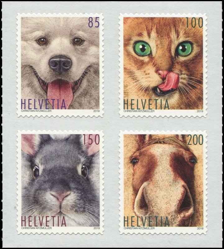 Switzerland 2019 Sc 1720a Cat Dog Horse Rabbit CV $11