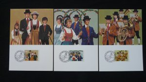 costume folklore set of 3 maximum card Liechtenstein 1980