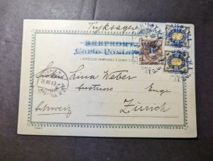 1903 Sweden Postcard Cover Stockholm to Zurich Switzerland