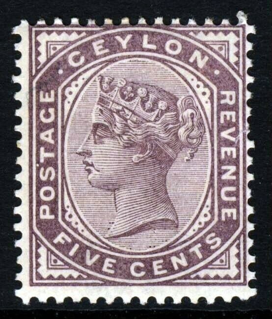 CEYLON Queen Victoria 1886 5c. Dull Purple Wmk. Crown CA. Perf. 14 SG 195 MINT 