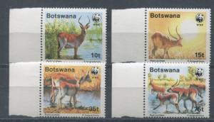 BOTSWANA - Sc# 432 -35 NH / WWF, Red Lechwe by P. Augustinus - S8212