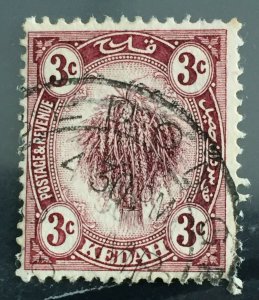 MALAYA 1920 Kedah 3c USED postmark BEDONG SG#19 M3210