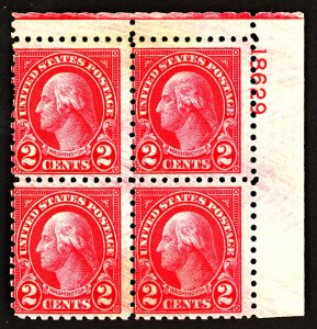 U.S. #583 MINT PL# Block OG LH 