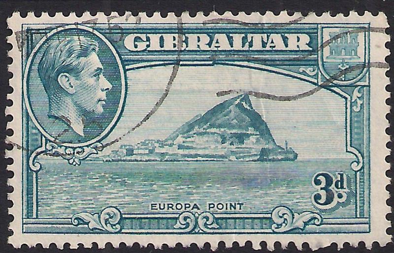 Gibraltar 1938 - 51 KGV1 3d Blue Europa Point SG 125b ( J1368 )