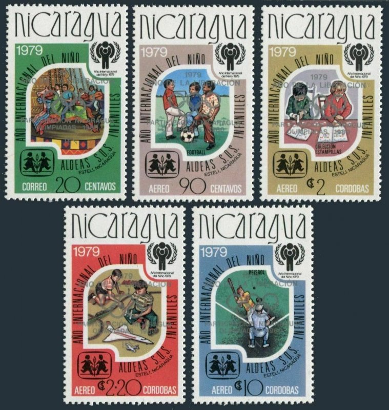 Nicaragua 1101-1101D red,MNH. Olympics Lake Placid,Moscow-1980.IYC-1979.