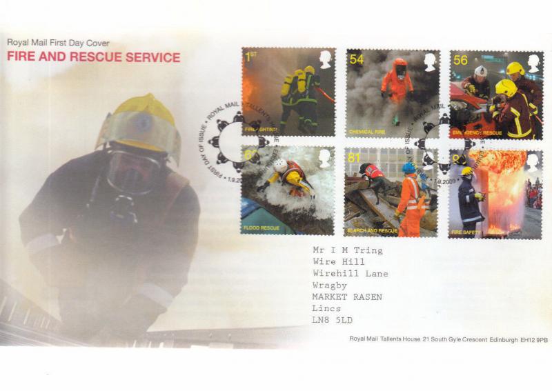 2009 FIRE AND RESCUE SERVICES FIRST DAY COVER 