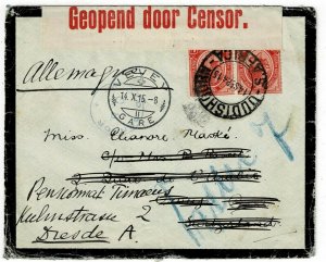 South Africa 1915 Oudtshoorn cancel on mourning cover to Switzerland, forwarded