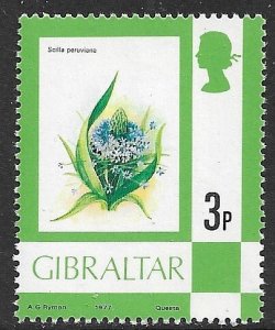 GIBRALTAR 1977-80 QE2 3p Giant Squill FLOWER Scott 344 MNH