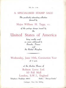 Robson Lowe: Sale # 1196  -  The Maj William H. Tapp Coll...