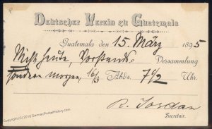 Guatemala 1895 Local Post German Union Deutsche Verein Ad Cover 92799