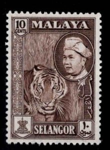 MALAYA-Selangor Scott 107 Chocolate colored Tiger  stamp MH* from 1957-60 set