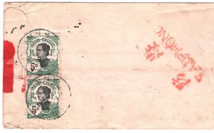 France Cols INDOCHINA Cover RED BAND *Haiphong* Tonkin 1912/1921 {samwells}MA549