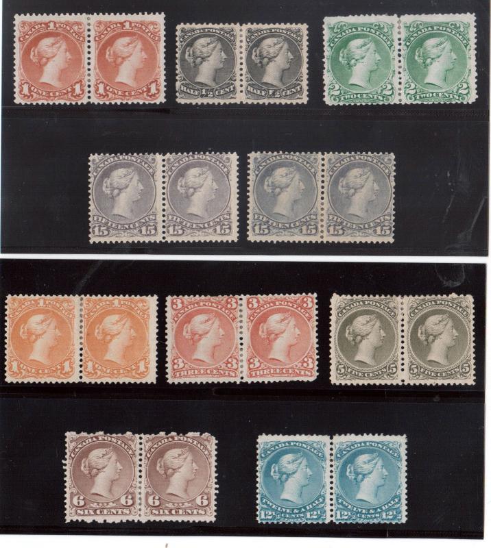 Canada #21 - #30 Mint Set In Horizontal Pairs