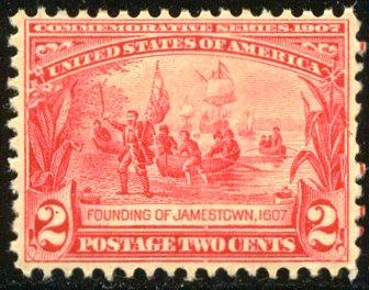 U.S. #329 Mint NH; 2c Jamestown - BARGAIN ALLEY (cv $85)