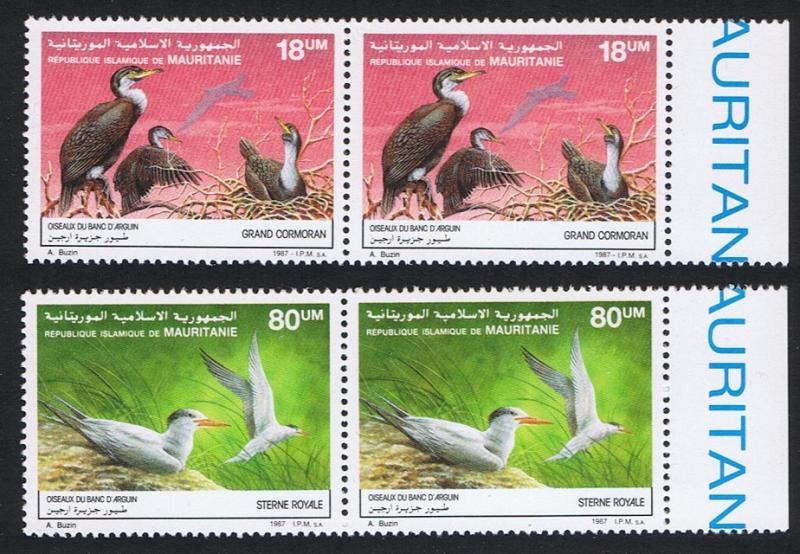 Mauritania Birds Cormorants Terns 2v issue 1988 in pairs with Right Margin