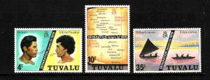 Tuvalu-Sc#16-18-unused light hinge set-Island Separation-1976-