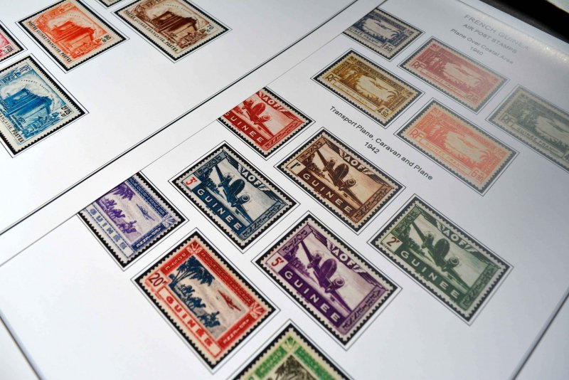 COLOR PRINTED FRENCH COLONIES [x13] 1859-1947 STAMP ALBUM PAGES (141 ill. pages)