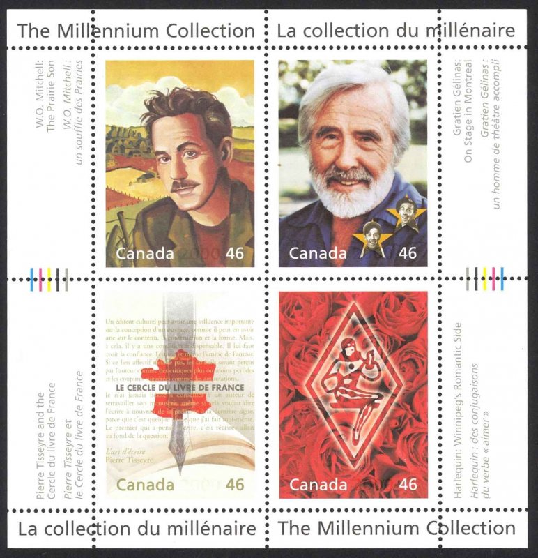 Canada Sc# 1828 MNH Souvenir Sheet 2000 46¢ Literary Legends