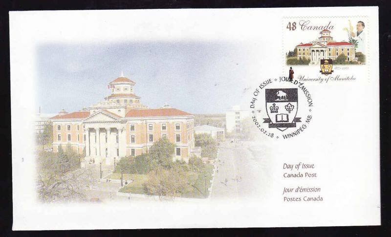 Canada-Sc#1941-stamp on FDC-University of Manitoba-2002-