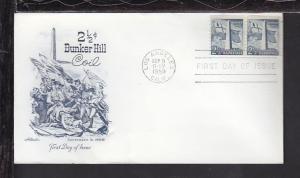 US Bunker Hill 1959 Artmaster U/A FDC BIN