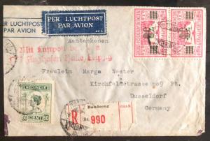 1933 Bandoeng Netherlands Indies Airmail Cover to Düsseldorf Germany Wax Seals