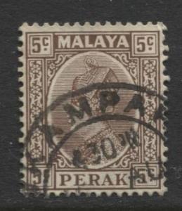 Malaya-Perak -Scott 72 - Sultan Iskandar - 1935- VFU - Single 5c Stamp