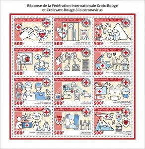 Niger - 2022 Red Cross and Pandemic - 12 Stamp Sheet - NIG220172a