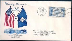 UNITED STATES FDC 5¢ Navy Heroes 1937 Grimsland