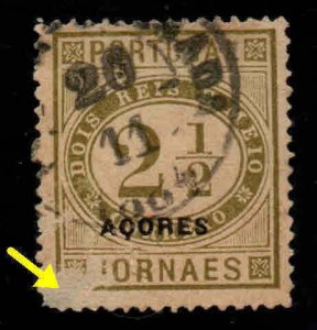 Azores Scott P4 Used stamp with a scuff, thin at bottom left