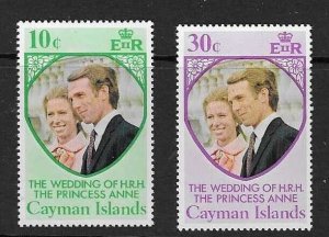 CAYMAN ISLANDS SG335/6 1973 ROYAL WEDDING  MNH