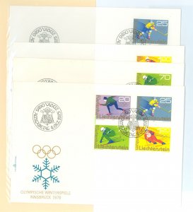 Liechtenstein 576-579 1975 Winter Olympics FDC. Also Includes 3 Singles Not Counted. Zumstein For FDC 3.75 SFR