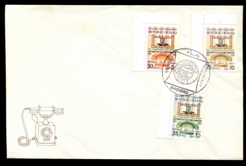 Iraq 1976 Telephone Centenary, Alexander Graham Bell FDC