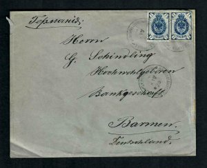 #142 Cover Russia Barmen 1892 Pair multi postmarks