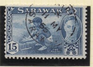 Sarawak 1950 GVI Early Issue fine MIRI POSTMARK Used 15c. 242357