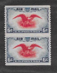 C23a MNH 6c. Air Mail, XF, Imperf. Vert. Pair, scv: $300, Free Insured Shipping