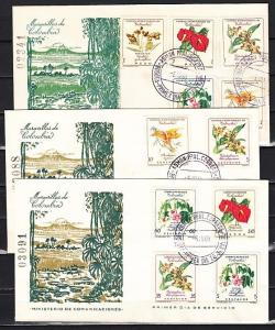 Colombia, Scott cat. 716-717, C360-C370. Orchids issue on 3 First day covers.