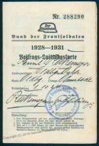 Germany 1928 1929 Revenue Stamps Stahlhelm Membership Book Dues 78848