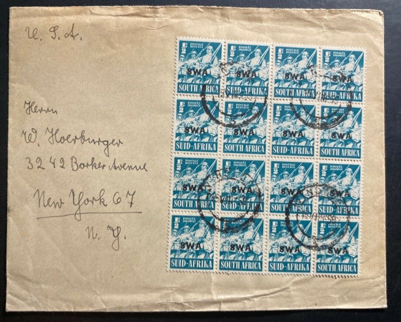 1959 Windhoek South West Africa Cover to New York Usa Forces Stamp