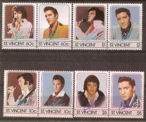St. Vincent 1985 Famous Singer Elvis Presley Music Se-tenant Pair 8v MNH ++ 2894