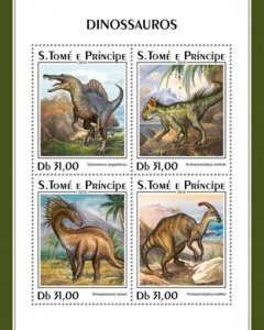 St Thomas - 2018 Dinosaurs on Stamps - 4 Stamp Sheet - ST18303a