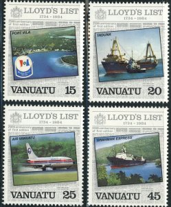 Vanuatu #368-371 Lloyd's List Issue Postage Stamps Topical 1984 Mint LH