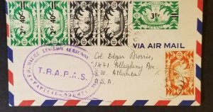 1947 French Polynesia to Atlanta Georgia Overprint Multi Franking Airmail Cover