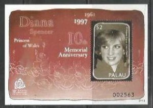 PALAU - 2007 - Princess Diana-10th Death Anniv-Perf Souv Sheet-Mint Never Hinged