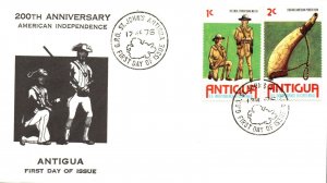 Antigua 1976 FDC - 200th Anniversary American Independence - F28089