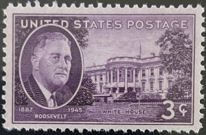 Scott #932 1945 3¢ Roosevelt and White House MNH OG XF