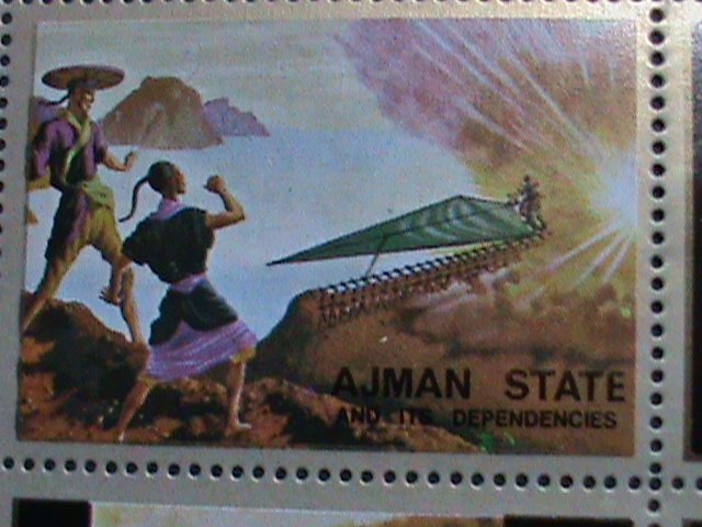 ​AJMAN STAMP-AIRMAIL-SPACE PROGRAMS & WORLD FAMOUS PEOPLES CTO LARGE SHEET VF