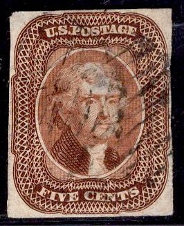 US Stamp #12 5c Jefferson USED SCV $700.