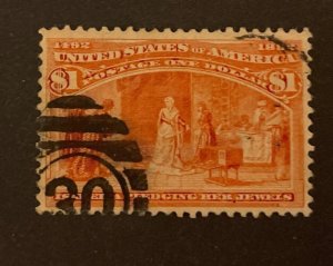 US #241, used, VF, Miller cert., Scott $525.00