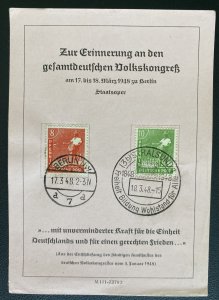 1948 Berlin Germany First Day Souvenir Sheet Postwar Cover Peoples Congress