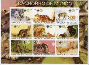 Angola 2000 WILD DOGS OF THE WORLD-ROTARY-SCOUTS Sheetlet Perforated (9) MNH